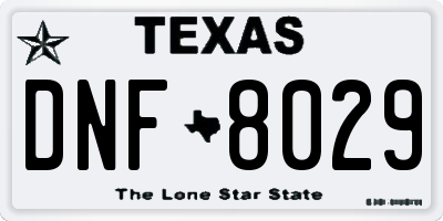 TX license plate DNF8029