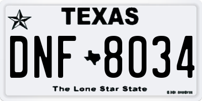TX license plate DNF8034