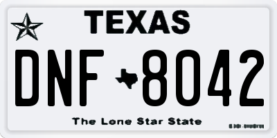 TX license plate DNF8042