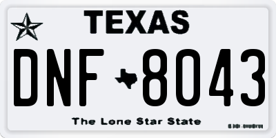 TX license plate DNF8043