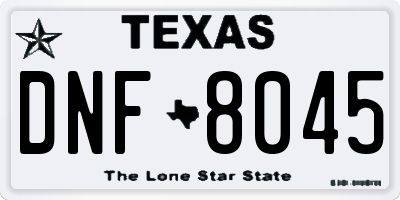 TX license plate DNF8045