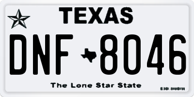 TX license plate DNF8046