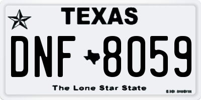 TX license plate DNF8059