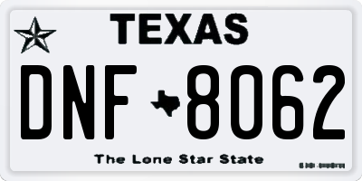 TX license plate DNF8062