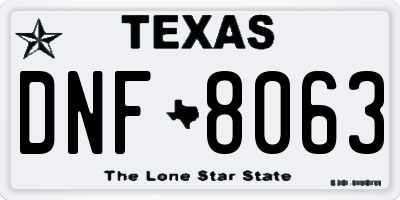 TX license plate DNF8063