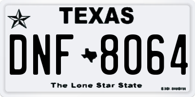 TX license plate DNF8064