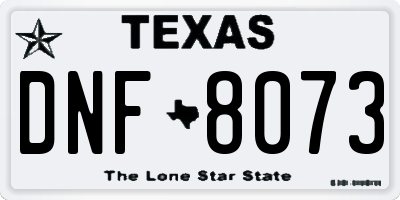 TX license plate DNF8073