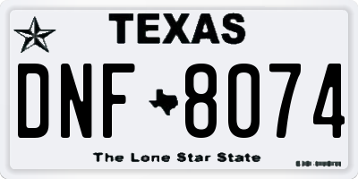 TX license plate DNF8074