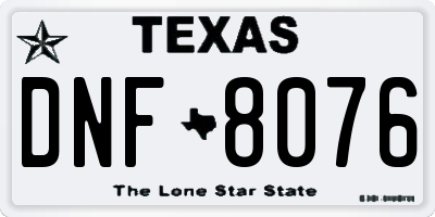 TX license plate DNF8076