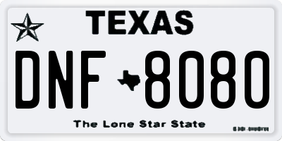 TX license plate DNF8080