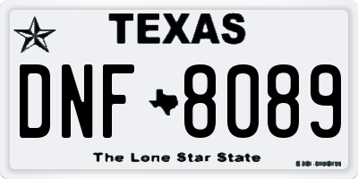 TX license plate DNF8089