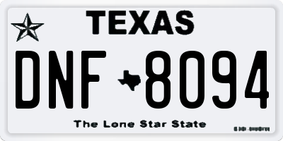 TX license plate DNF8094