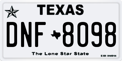TX license plate DNF8098