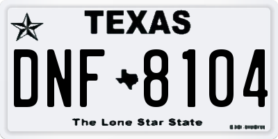 TX license plate DNF8104