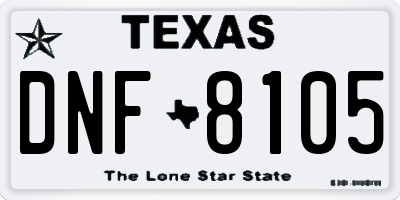 TX license plate DNF8105