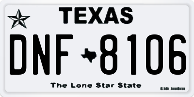 TX license plate DNF8106