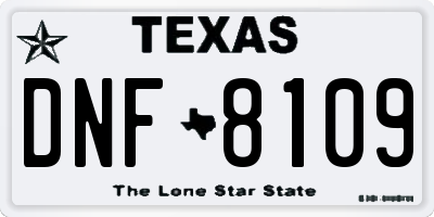 TX license plate DNF8109