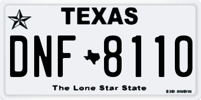 TX license plate DNF8110