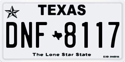 TX license plate DNF8117