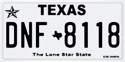 TX license plate DNF8118