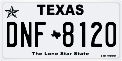 TX license plate DNF8120