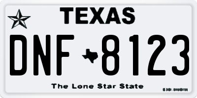 TX license plate DNF8123