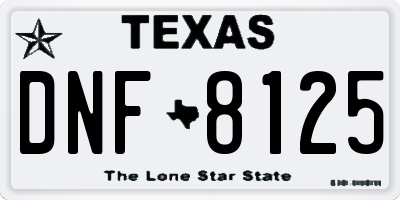 TX license plate DNF8125