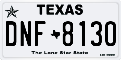 TX license plate DNF8130