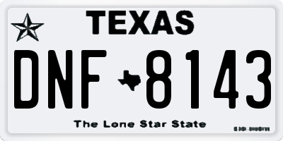 TX license plate DNF8143