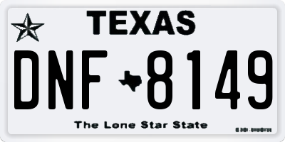 TX license plate DNF8149