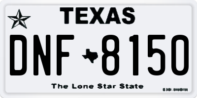 TX license plate DNF8150