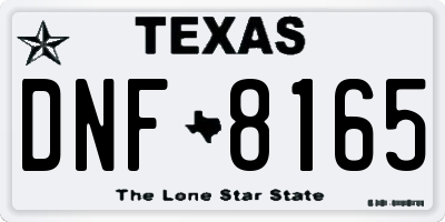 TX license plate DNF8165