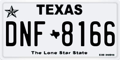 TX license plate DNF8166