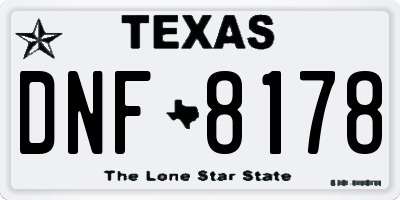 TX license plate DNF8178