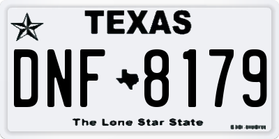 TX license plate DNF8179
