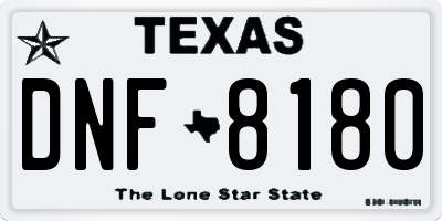 TX license plate DNF8180