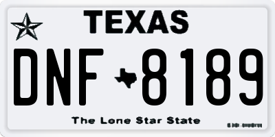TX license plate DNF8189