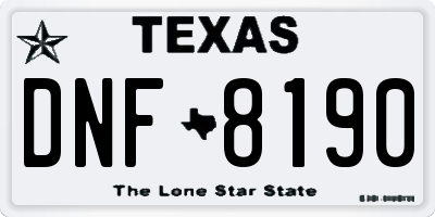 TX license plate DNF8190
