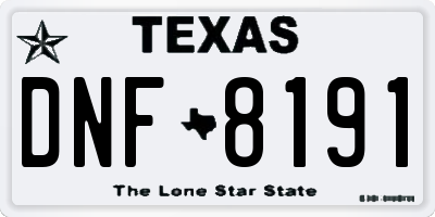 TX license plate DNF8191