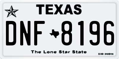 TX license plate DNF8196