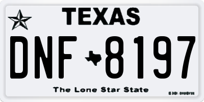 TX license plate DNF8197