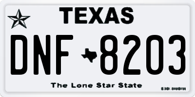 TX license plate DNF8203