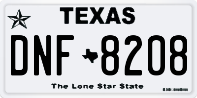 TX license plate DNF8208