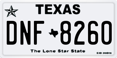 TX license plate DNF8260