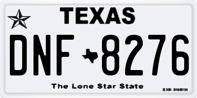 TX license plate DNF8276