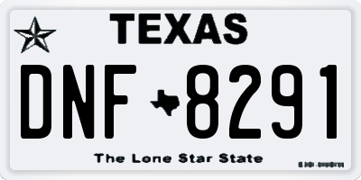 TX license plate DNF8291