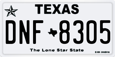 TX license plate DNF8305