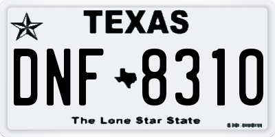 TX license plate DNF8310