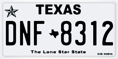TX license plate DNF8312