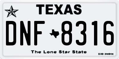 TX license plate DNF8316